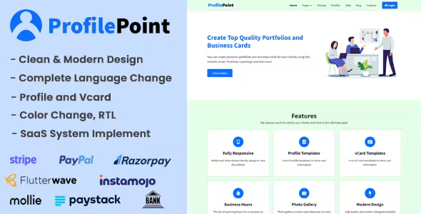 ProfilePoint – SAAS MultiUser Digital Business Card, Resume and Portfolio Builder 1.1 Nulled + Extended License Free Download