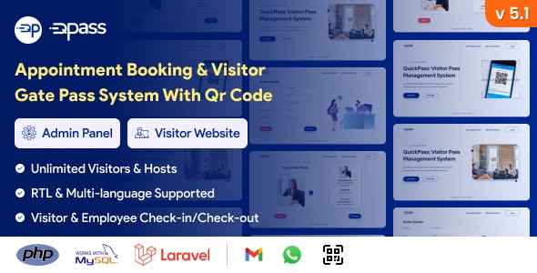 QuickPass: Appointment Booking  Visitor Gate Pass System With Qr Code Nulled + Extended License Free Download