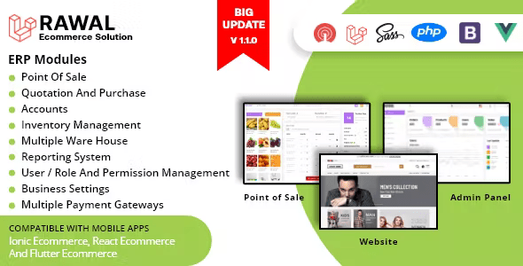 Rawal – All in One Laravel Ecommerce Solution with POS for Single  Multiple Location Business Brand Nulled + Extended License Free Download