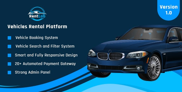 RentLab – Vehicles Rental Platform Nulled + Extended License Free Download