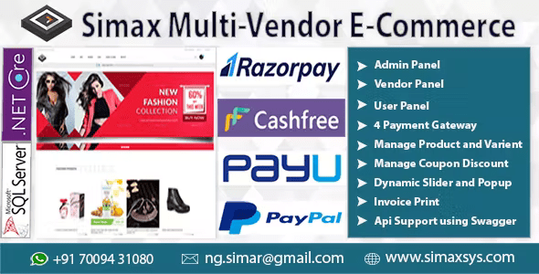 Simax Multi-Vendor E-Commerce in Dot Net Core Nulled + Extended License Free Download