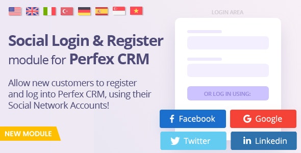 Social Media Login module for Perfex – Register and Log-in using social networks Nulled + Extended License Free Download