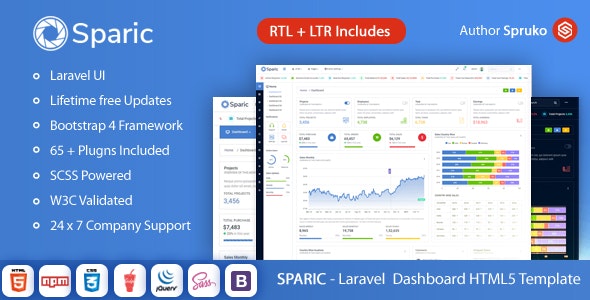 Sparic – Laravel Admin dashboard Template Nulled + Extended License Free Download