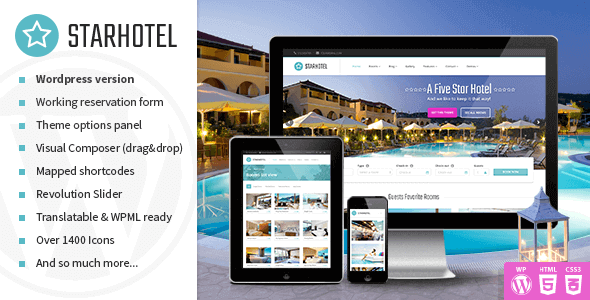 Starhotel – Responsive Hotel WordPress Theme 3.0.2
 Nulled + Extended License Free Download