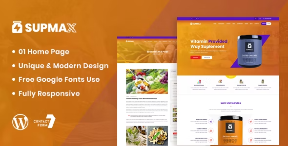 Supmax – Health & Supplement WordPress Theme 1.0 2
 Nulled + Extended License Free Download