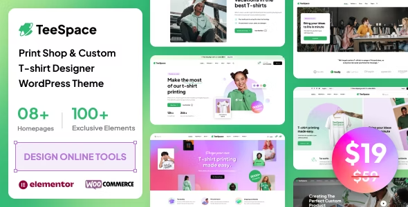 TeeSpace – Print Custom T-shirt Designer WordPress theme 1.3.3
 Nulled + Extended License Free Download