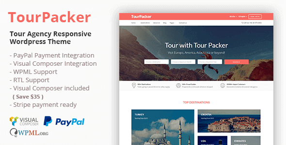 Tour Packer 1.1.6 – Tour Agency WordPress Theme
 Nulled + Extended License Free Download