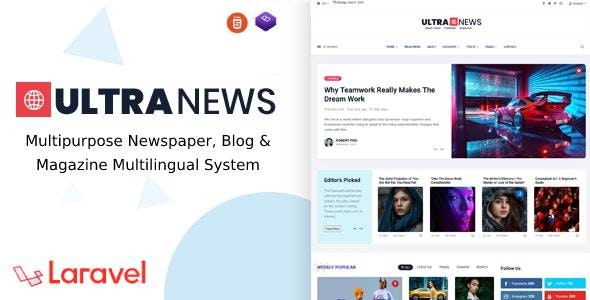 UltraNews – Laravel Newspaper, Blog Multilingual System with support AI Writer, Content Generator Nulled + Extended License Free Download