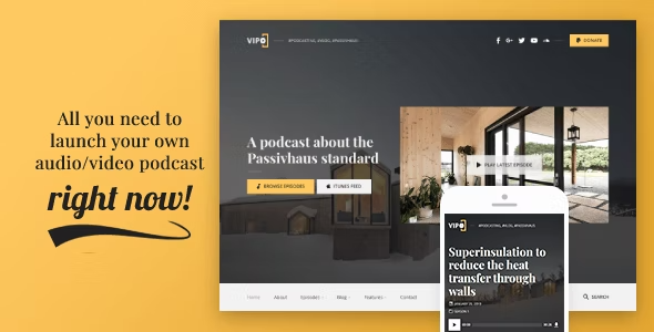 Vipo – Audio / Video Podcast & Vlog WordPress Theme 1.1.5
 Nulled + Extended License Free Download
