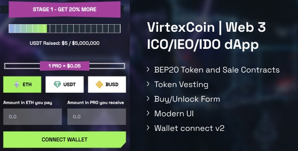 VirtexCoin | Web 3 ICO/IEO/IDO dApp – Crypto Fund Raiser Nulled + Extended License Free Download