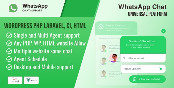 WhatsApp Chat – Universal Platform WordPress PHP & HTML Standalone Software Nulled + Extended License Free Download