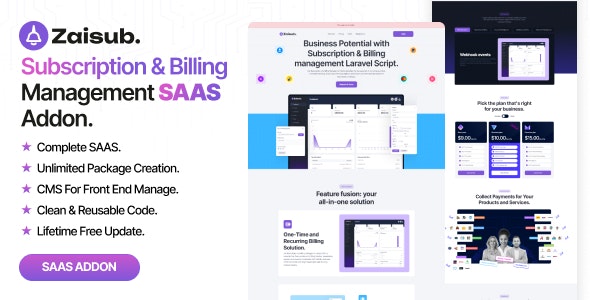 Zaisub – Subscription  Billing management SAAS Addon. Nulled + Extended License Free Download