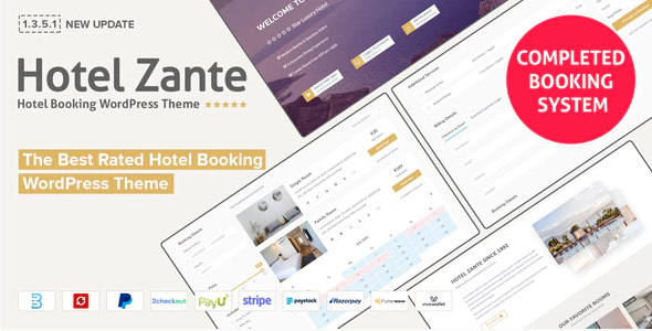 Zante – Hotel WordPress Theme 1.3.5.3
 Nulled + Extended License Free Download