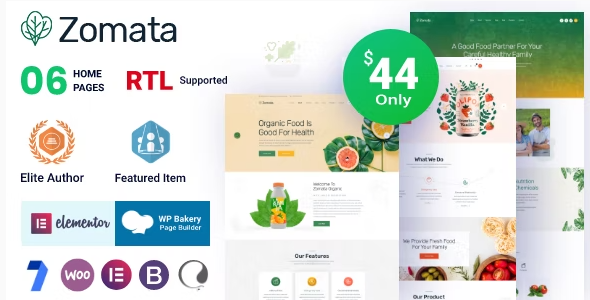 Zomata – Organic Food WordPress Theme 1.6
 Nulled + Extended License Free Download
